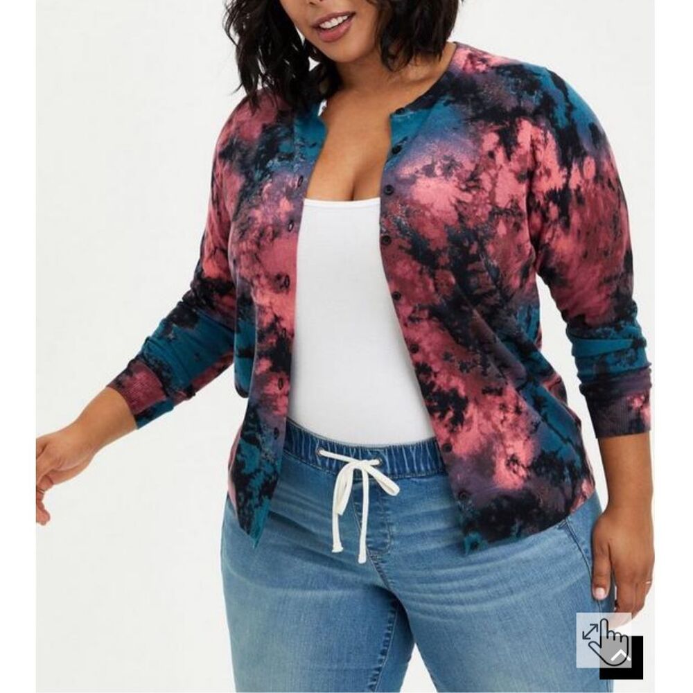 Torrid tie dye Cardigan Button-Front Classic Sweater size 2x